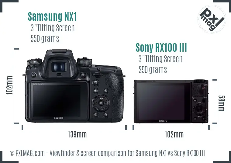 Samsung NX1 vs Sony RX100 III Screen and Viewfinder comparison