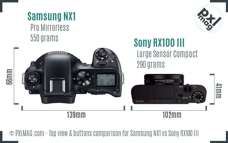 Samsung NX1 vs Sony RX100 III top view buttons comparison