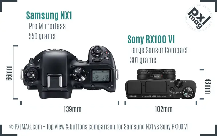 Samsung NX1 vs Sony RX100 VI top view buttons comparison