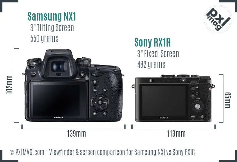 Samsung NX1 vs Sony RX1R Screen and Viewfinder comparison