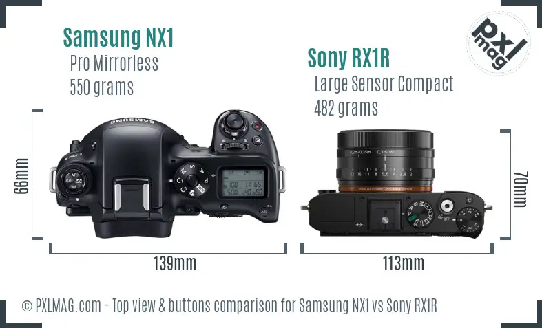 Samsung NX1 vs Sony RX1R top view buttons comparison