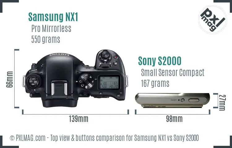 Samsung NX1 vs Sony S2000 top view buttons comparison