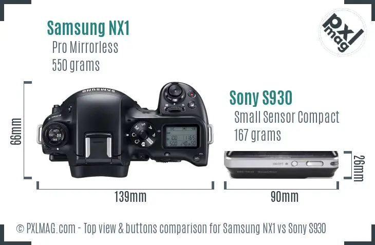 Samsung NX1 vs Sony S930 top view buttons comparison