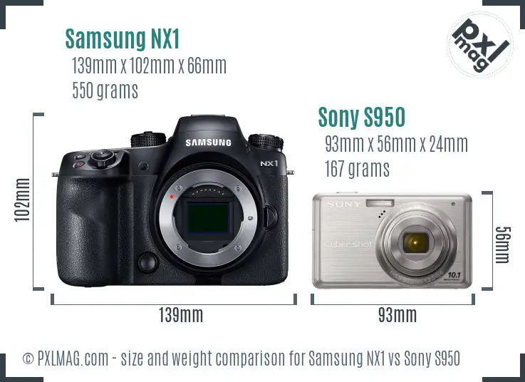 Samsung NX1 vs Sony S950 size comparison