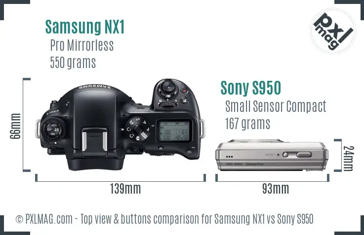 Samsung NX1 vs Sony S950 top view buttons comparison
