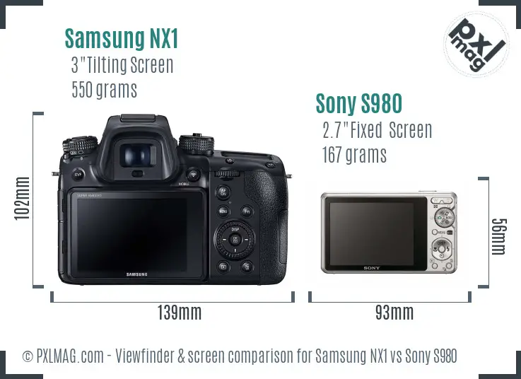 Samsung NX1 vs Sony S980 Screen and Viewfinder comparison