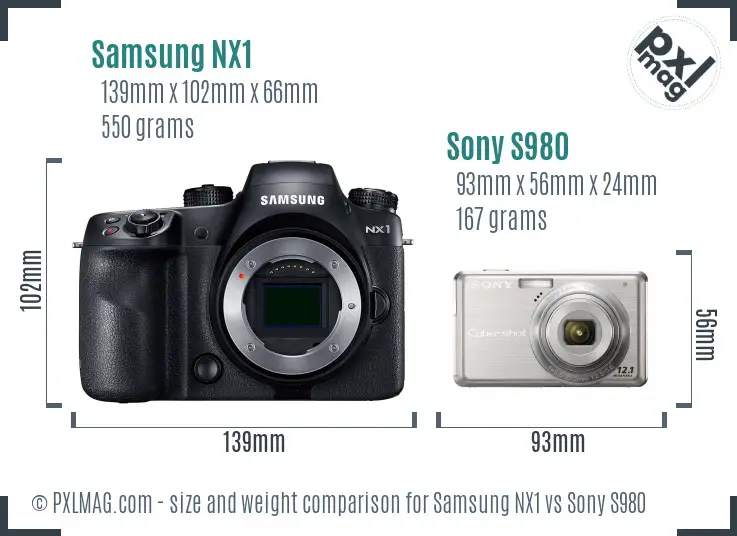 Samsung NX1 vs Sony S980 size comparison