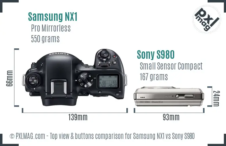 Samsung NX1 vs Sony S980 top view buttons comparison