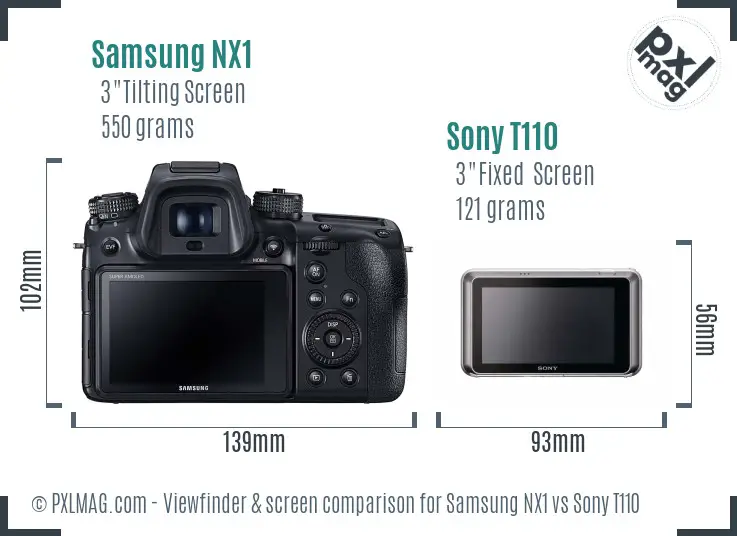 Samsung NX1 vs Sony T110 Screen and Viewfinder comparison