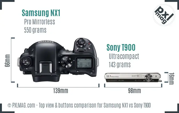Samsung NX1 vs Sony T900 top view buttons comparison