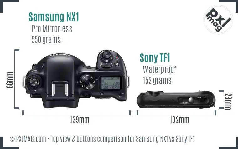 Samsung NX1 vs Sony TF1 top view buttons comparison