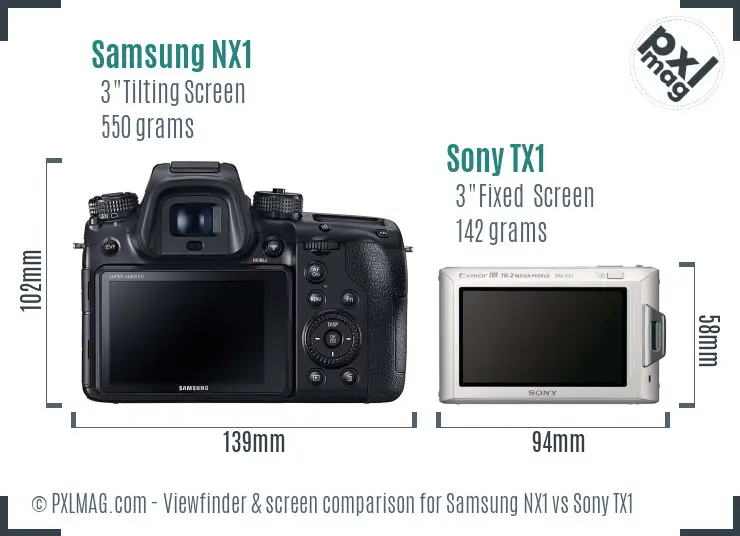 Samsung NX1 vs Sony TX1 Screen and Viewfinder comparison