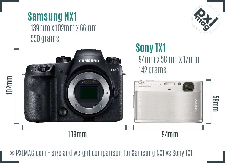 Samsung NX1 vs Sony TX1 size comparison