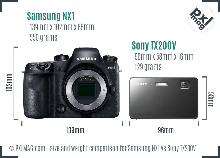 Samsung NX1 vs Sony TX200V size comparison