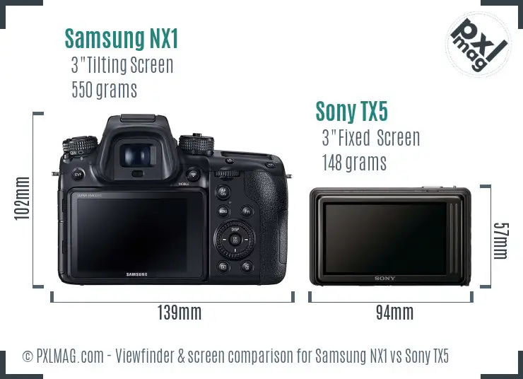 Samsung NX1 vs Sony TX5 Screen and Viewfinder comparison