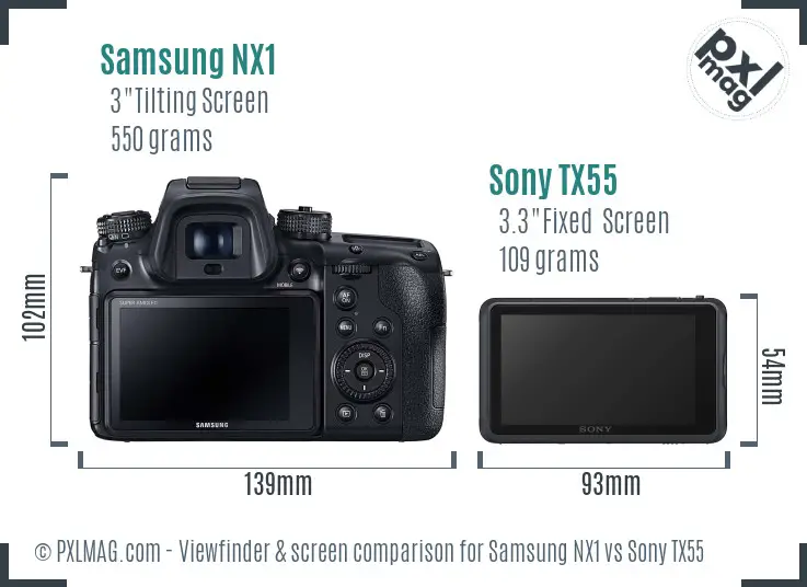 Samsung NX1 vs Sony TX55 Screen and Viewfinder comparison