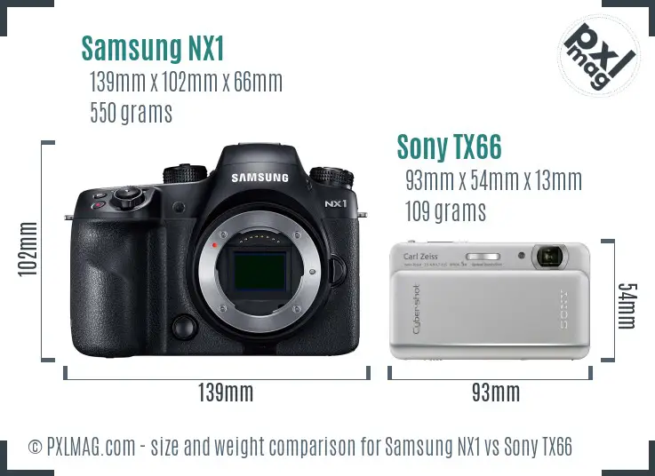 Samsung NX1 vs Sony TX66 size comparison