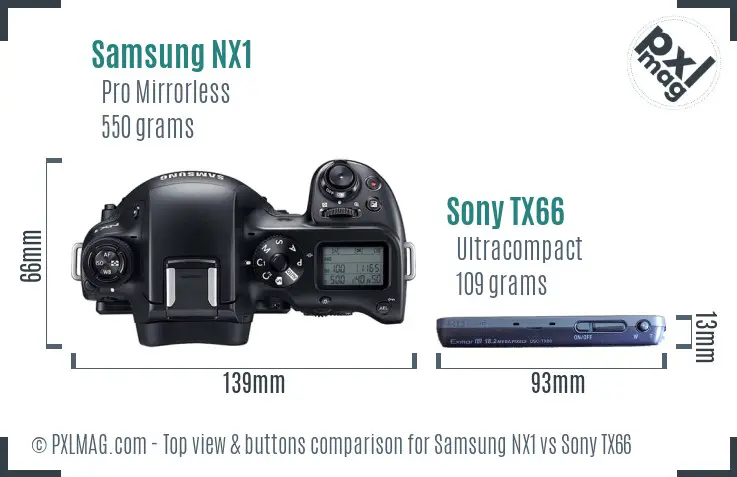 Samsung NX1 vs Sony TX66 top view buttons comparison