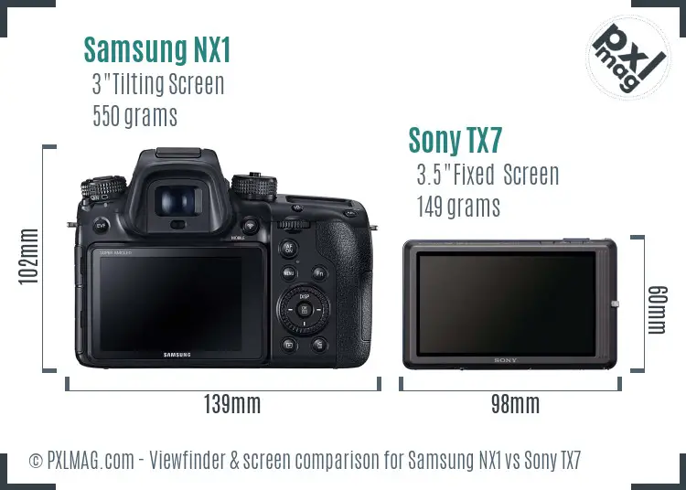 Samsung NX1 vs Sony TX7 Screen and Viewfinder comparison