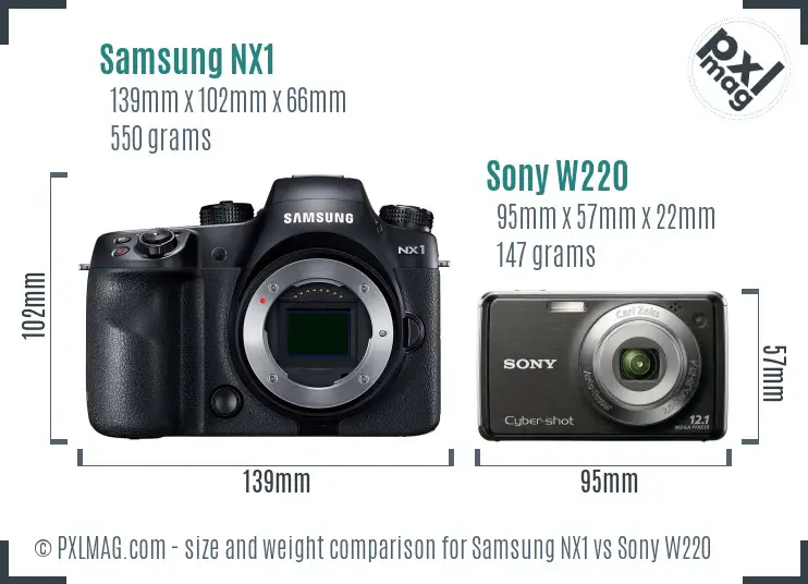 Samsung NX1 vs Sony W220 size comparison