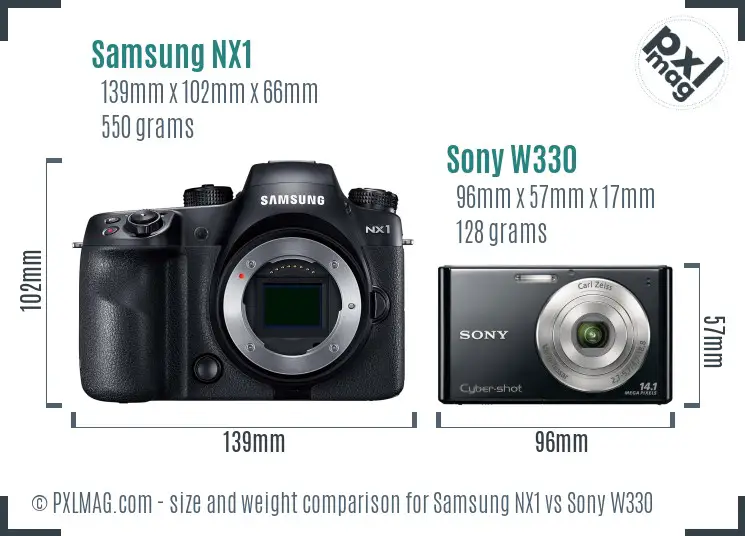 Samsung NX1 vs Sony W330 size comparison