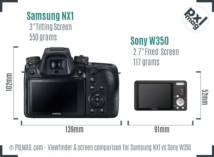 Samsung NX1 vs Sony W350 Screen and Viewfinder comparison