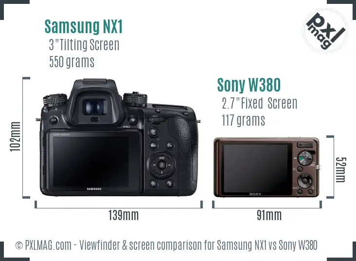 Samsung NX1 vs Sony W380 Screen and Viewfinder comparison