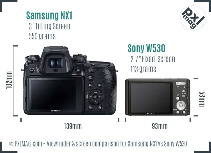 Samsung NX1 vs Sony W530 Screen and Viewfinder comparison