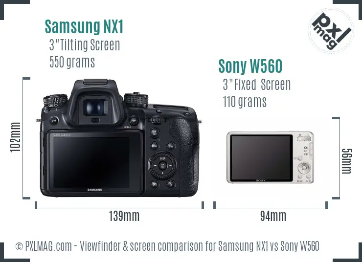 Samsung NX1 vs Sony W560 Screen and Viewfinder comparison