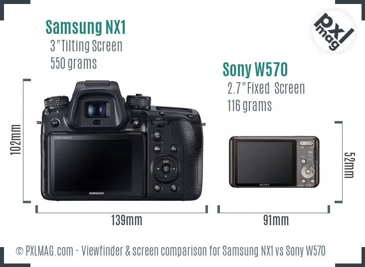 Samsung NX1 vs Sony W570 Screen and Viewfinder comparison
