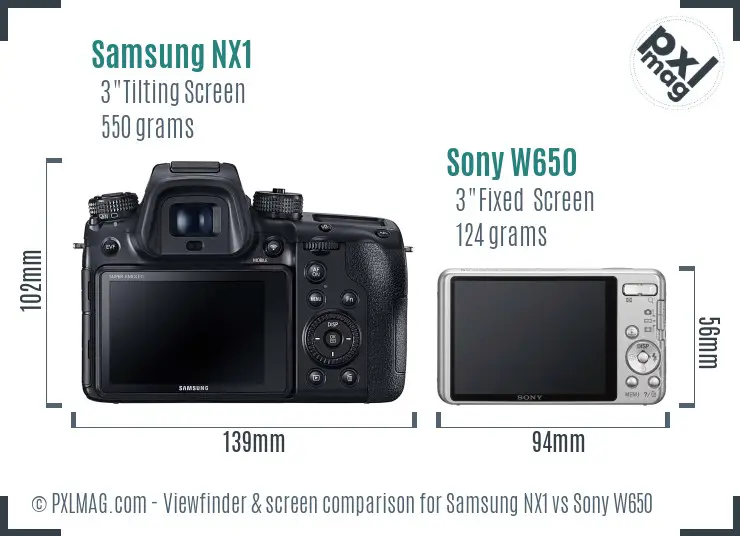 Samsung NX1 vs Sony W650 Screen and Viewfinder comparison