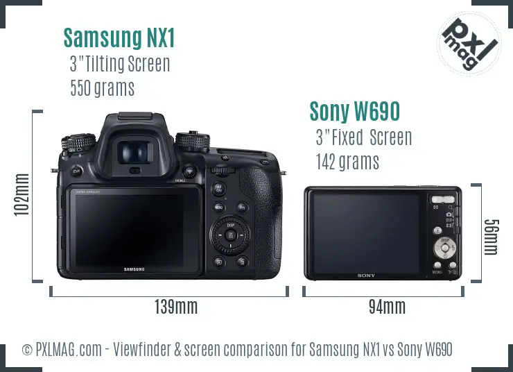 Samsung NX1 vs Sony W690 Screen and Viewfinder comparison