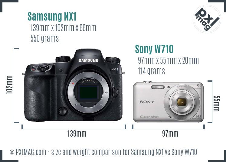 Samsung NX1 vs Sony W710 size comparison