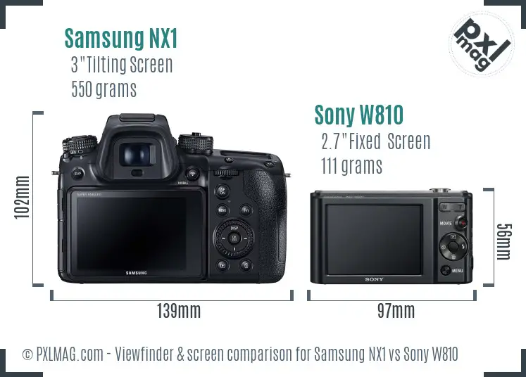 Samsung NX1 vs Sony W810 Screen and Viewfinder comparison
