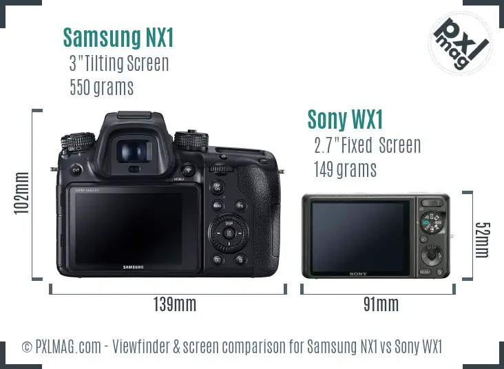 Samsung NX1 vs Sony WX1 Screen and Viewfinder comparison