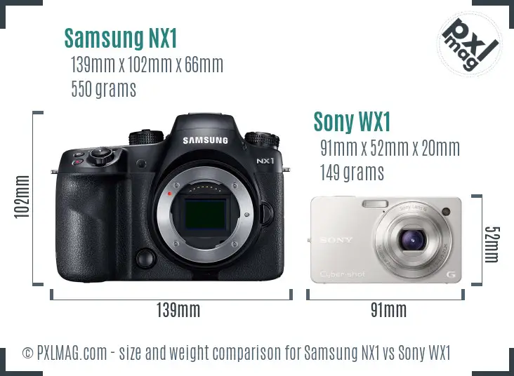 Samsung NX1 vs Sony WX1 size comparison