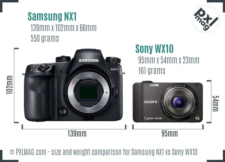 Samsung NX1 vs Sony WX10 size comparison