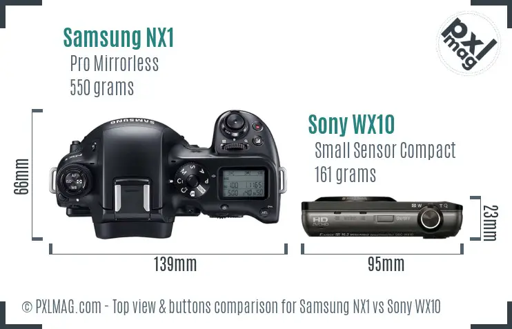 Samsung NX1 vs Sony WX10 top view buttons comparison