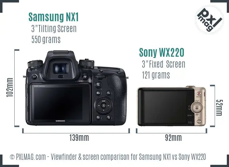 Samsung NX1 vs Sony WX220 Screen and Viewfinder comparison