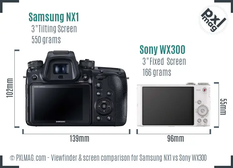 Samsung NX1 vs Sony WX300 Screen and Viewfinder comparison