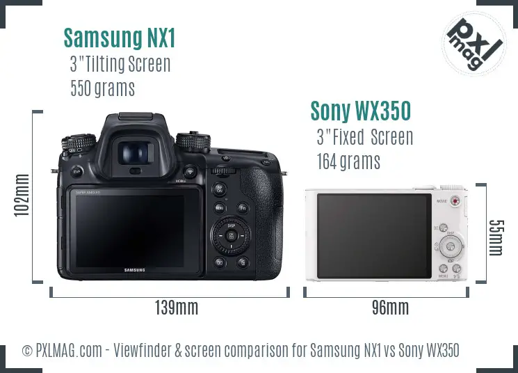 Samsung NX1 vs Sony WX350 Screen and Viewfinder comparison