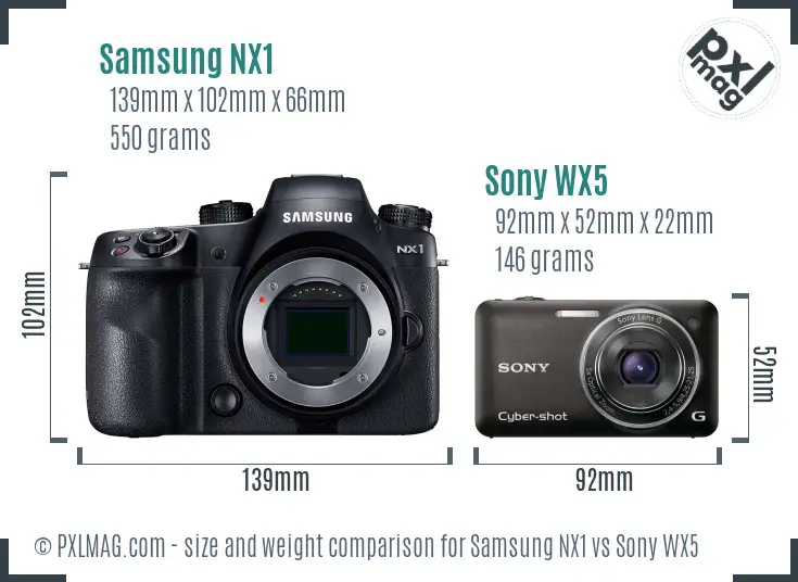 Samsung NX1 vs Sony WX5 size comparison