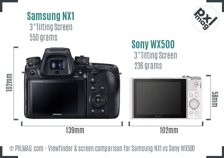 Samsung NX1 vs Sony WX500 Screen and Viewfinder comparison