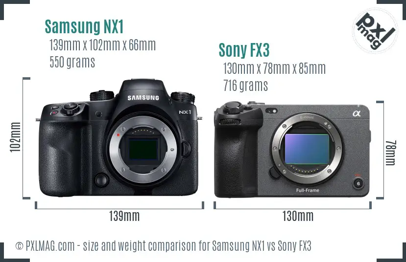 Samsung NX1 vs Sony FX3 size comparison Samsung NX1 vs Sony FX3 size comparison