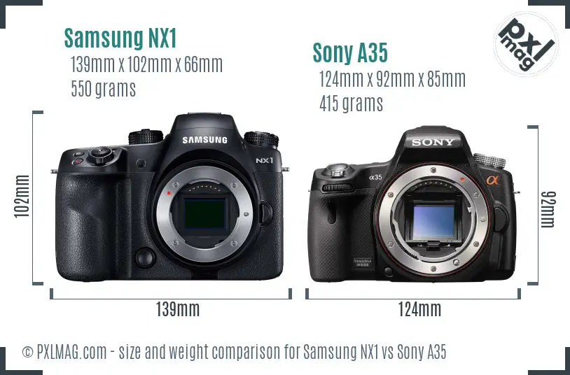 Samsung NX1 vs Sony A35 size comparison