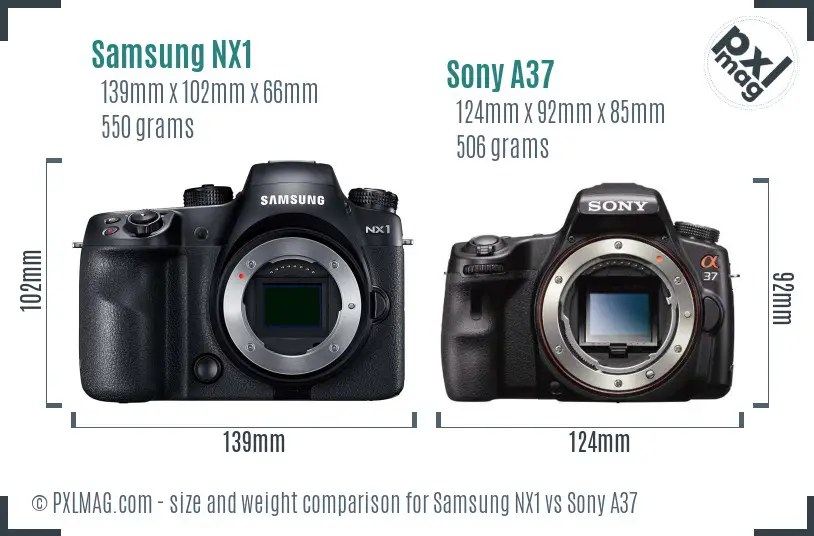 Samsung NX1 vs Sony A37 size comparison