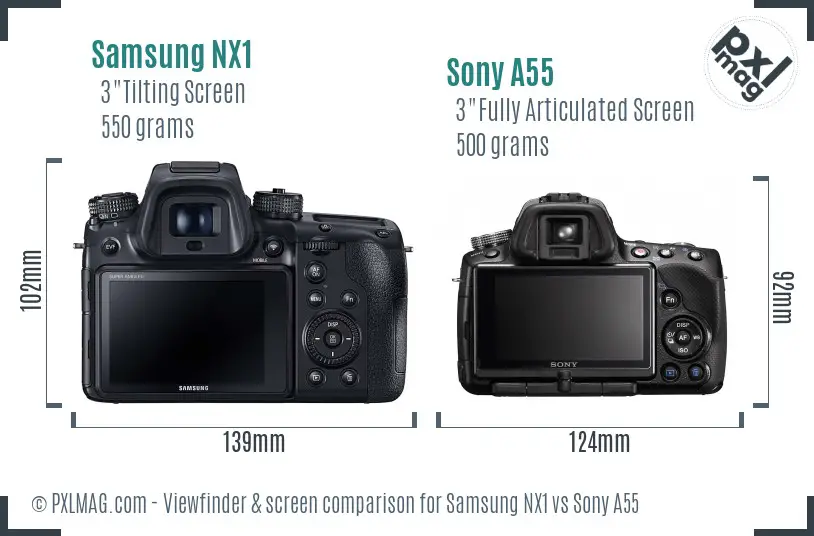 Samsung NX1 vs Sony A55 Screen and Viewfinder comparison