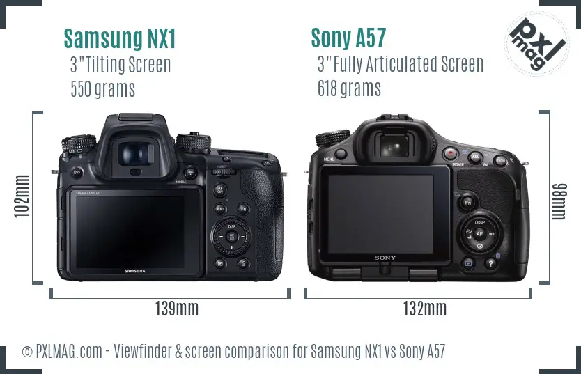 Samsung NX1 vs Sony A57 Screen and Viewfinder comparison