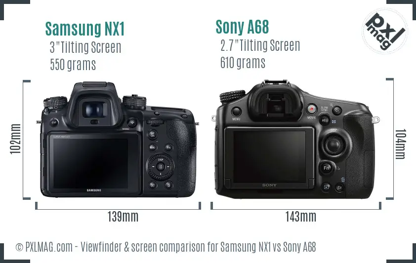 Samsung NX1 vs Sony A68 Screen and Viewfinder comparison