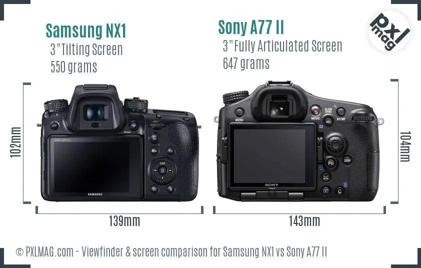 Samsung NX1 vs Sony A77 II Screen and Viewfinder comparison